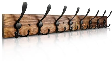 Homagic Coat Rack Wall Mount 31.5'' Coat Hanger Wall Mount Burnt Brown Coat Hooks for Wall Rustic Towel Racks for Bathroom Living Room Coat Hat Cloth