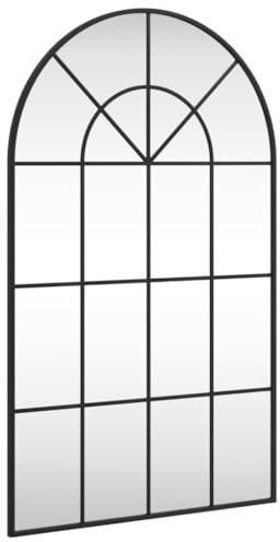 vidaXL Wandspiegel Schwarz 60x100 cm Gewölbt Eisen