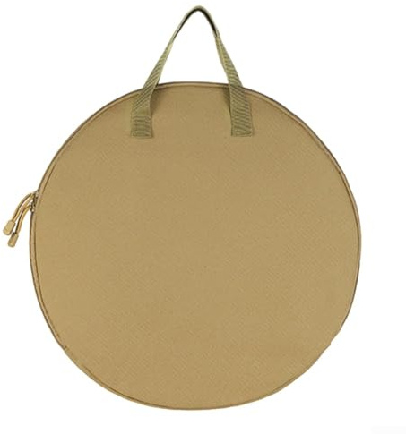 Getdoublerich Cast Iron Pan Storage Bag - Large Capacity Grill Pan Storage Bag,Cast Iron Skillet Bag Outdoor Camping Picnic Cookware Storage Bag BBQ Accessories Iron Pot Organizer(Khaki circular)