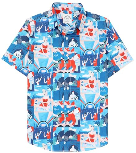 Dubinik® Camisa Manga Corta Hombre Verano Camisa Hawaiana Hombre Impreso Playa Informal Camisa Hombre Botones Sin Bolsillo