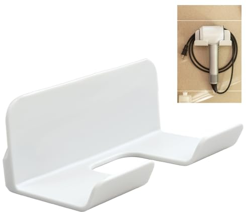 Suchoow Versatile Hair Dryer Holder, No Drilling Needed, Wall Mountable Hairdryer Stand for Bathroom - Fit for Most Dryers
