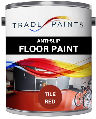 Trade Paints Anti-Slip Floor Paint - Ideal For Concrete, Stone, Brick, Wood & Metal - Provides A Safer Slip-Resistant Coating For Both Residential & Commercial Use (Tile Red)