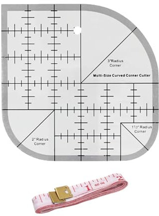 1 Stück Kurvenschneidelineal, 1 Stück weiches Lineal, Schablonenlineal mit runden Kanten, Patchwork-Nählineal, rutschfestes Eckschneidelineal, Patchwork-Werkzeuge