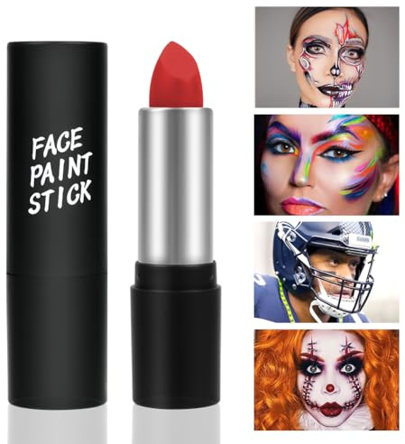 Ansiktsmålarstift, ögonkroppsmålarstift för Softball Fotboll Baseball Lacrosse, Giftfri Makeup Stick för vuxna Barn Halloween Cosplay, Sport oljebaserad målarstift Röd