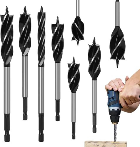 8 Stück Holzbohrer Set,Bohrer, Profi Holzbohrer Set,Schneckenbohrer Selbstvorschub Stahl Schlangenbohrer inkl 10mm,16mm,18mm,20mm,22mm,25mm,32mm,35mm für Bohrschrauber und Bohrständer