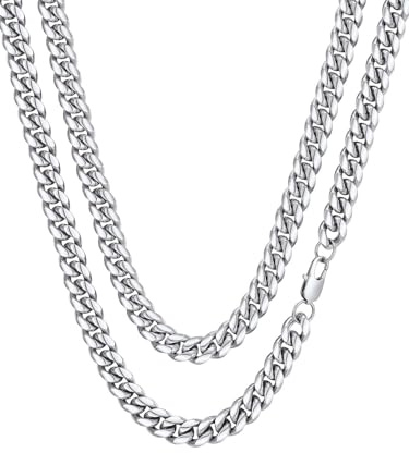 FaithHeart Halsband män pansarkedja rostfritt stål kedja damer kubanska kedjor 6 mm/10 mm/14 mm bred herrkedja smycken tillbehör kedjelängd 36 cm till 75 cm valbar