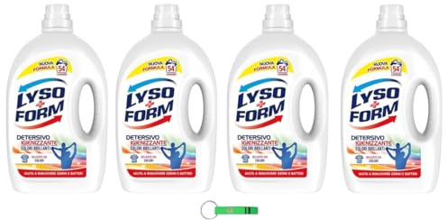 Lysoform Detersivo Colori Brillanti, detersivo per lavatrice liquido, ideale per i vostri capi colorati, 54 lavaggi 2430 ml + portachiavi Beni Culinari