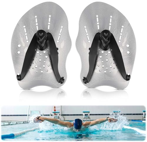 Paddles Schwimmen für Erwachsene und Jugendliche (1 Paar) – Schwimm Paddles für Krafttraining, Schwimmzubehör für Anfänger und Profis, ideal für Poolübungen