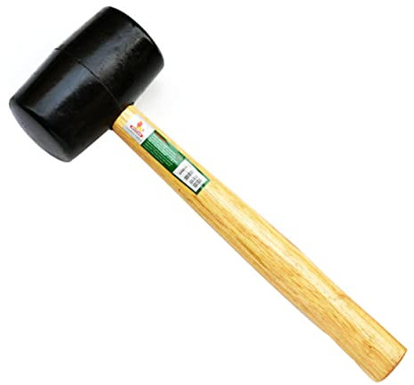 jojofuny Elastic Shockproof Mallet Hammer 300g Black Hardwood Shaft Double Headed for Woodworking and Home Repair