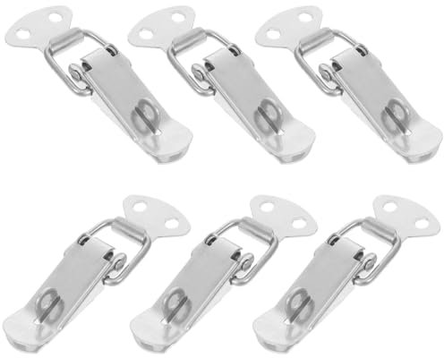 BELLIFFY 6sets Stainless Steel Spring Loaded Toggle Latch Catch Hasp Clamp Clip Lock Mounting Screws for Cabinet Case Box Chest Suitcase Toggle Lock Spring Loaded