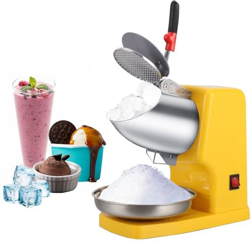 Broyeur à Glace Électrique 500W 2000RPM, Brise-Glace en Acier Inoxydable 65kg/h, Double Lame Ice Shaver Machine avec Bol, Ice Crushers Machine pour la Préparation de Smoothies, Boissons Froides, Thé