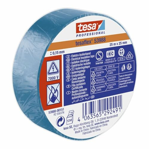 TESA Cinta Aislante Azul PVC 25 mm x 25 m - Marca EAN: 4063565292491