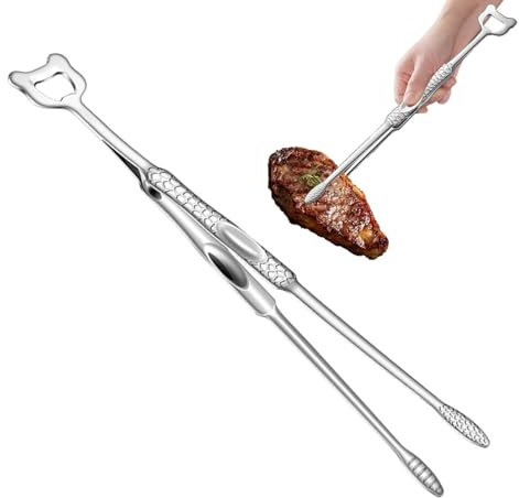 Pinzas a la parrilla, pinzas de barbacoa,Pinzas de acero inoxidable para parrilla | Clip de servicio antiadherente resistente al calor con agarre ergonómico para acampar