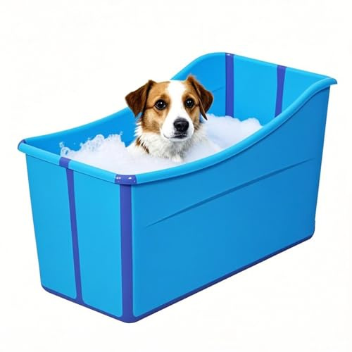 MINGYIHUI Haustierbadewanne,Katzenpool,Hundepool Faltbar,Faltbare Badewanne Für Kleine Hunde Große Hunde Katzen Geeignet(Color:Bule)