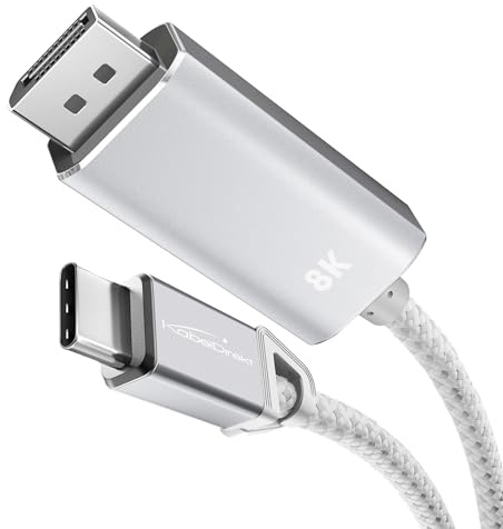 KabelDirekt – 8K USB C to DisplayPort 1.4 Adapter Cable – 0.5m, white | Transfers 8K/60Hz from laptop/smartphone to large screens – DP 1.4, USB 3.1, Thunderbolt 3