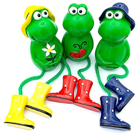 ACAREY Garten Frösche 3er Set Hängende Figuren Wetterfest Gelb Rot Blau 15cm Für Zaunhocker Balkon Teichdekoration Draußen