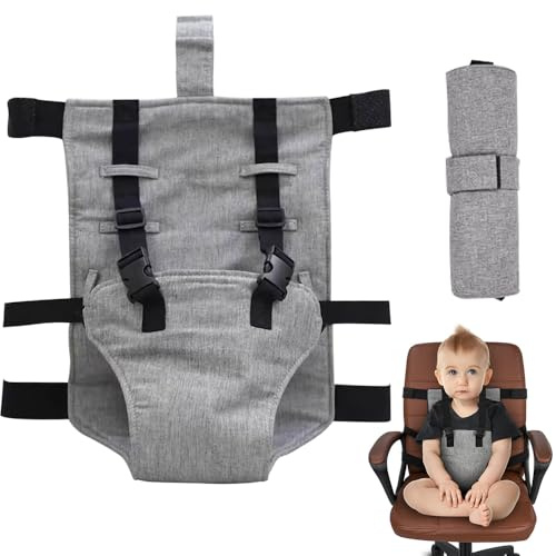 SGZIOO Harnais Chaise Haute Bebe, Siege Ceinture de Sécurité Bebe Repas, Portable de Voyage Lavable Ceinture de Siège, Harnais de Chaise Haute pour Bebe Assis de 6 Mois à 3 Ans