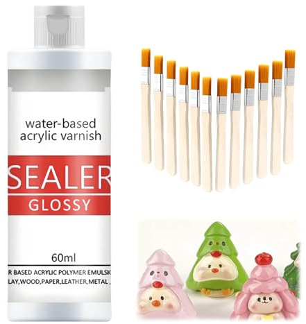 Barniz de arcilla de secado al aire, esmalte de arcilla de 60 ml con 6 pinceles para secar al aire, sellador de arcilla de acabado natural, barniz transparente para manualidades, cerámica, cerámica