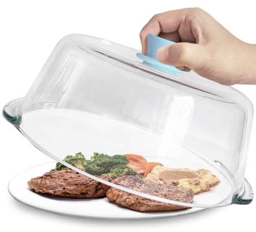 FANQIEW Glass Microwave Splatter Cover for Food Tall Microwave Cover with Silicone Knob 100% Food Safe 10in Plate Splatter Guard Lid With Vent Hole BPA Free Dishwasher Safe