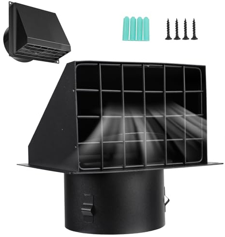 Rejilla de Protección Contra la Intemperie de 100mm, Rejilla de Ventilación de Acero Inoxidable con Mosquitera y Trampilla Antirretorno, Rejilla Ventilacion Regulable para Campana de Cocina Secadoras