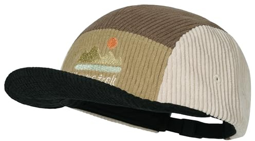 Clakllie Cappello in Corduroy a 5 Pannelli con Tesa Corta Vintage, Cappello a Picco Corto Stile Vintage, Cappello da Baseball a Tesa Piatta Elegante, Cappello da Papà Urbano da Strada Skateboard