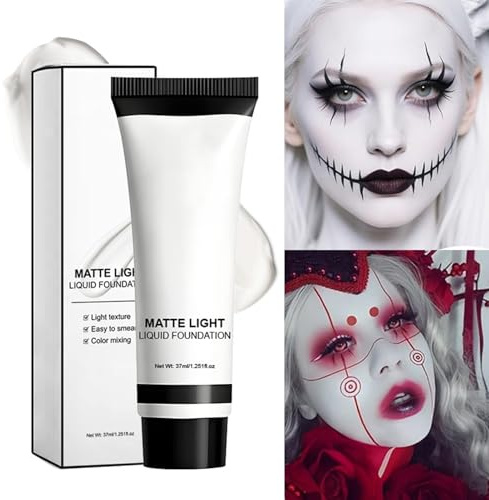 Peinture Visage Blanche,Fond de Teint Anti-Trace | 37ml Portable Anti-Traces Mat pour Cosplay Halloween Fête Scénique Activités Enfantines