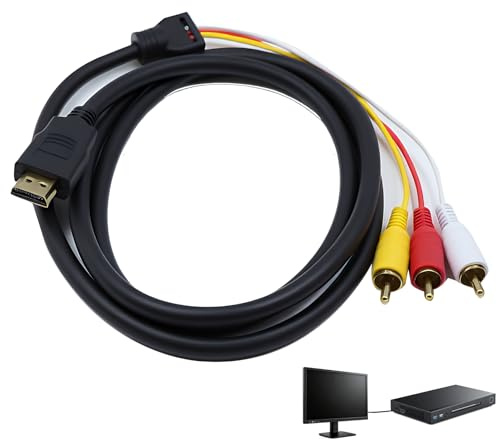 kclkda Adaptateur HDMI Vers RCA, Ligne de Conversion Rouge et Jaune et Blanc 3RCA Câble Adaptateur pour Décodeur, Câble Vidéo HD HDMI Vers 3 Lotus HD Audio 1,5 Mètre