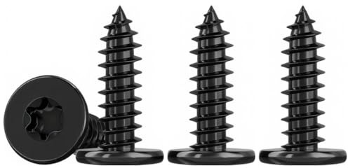 ‌Drenky 50 Piezas M5x16mm Tornillos Autorroscantes Negro Acero Inox A2 V2A Tornillo Roscachapas Para Madera, M5 Tornillos Torx Cabeza Plana, Rosca Completa