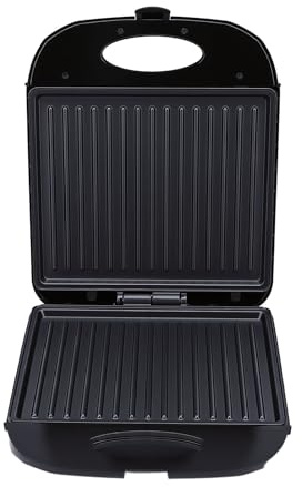 Luocute Prensa Eléctrica Panini, Parrilla Antiadherente de Doble Cara de 1400 W con Placas Acanaladas y Apertura de 180 Grados, para Steak BBQ y Cocina en Interiores (Enchufe de la UE)