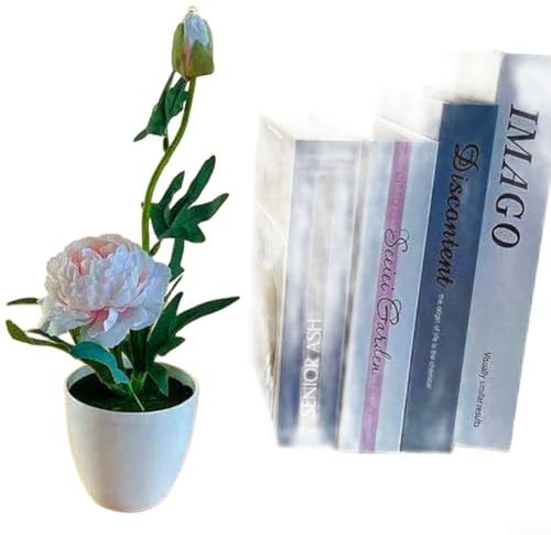 Pivoine artificielle en soie, hortensia artificiel réaliste avec pot en plastique pour décoration de maison, bureau, centre de table nécessitant peu d'entretien, 31 cm, rose pâle