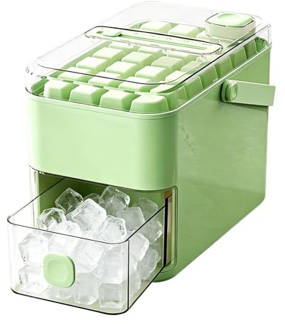 Máquina para hacer 56 cubitos hielo con tapa fácil presionar | Bandeja para Cubitos Hielo con Tapa y Asa | Molde portátil para bandeja hielos doble capa | Juego contenedores almacenamiento