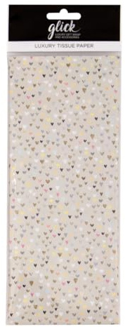 Glick Four Sheets of Hearts Tissue Paper, Each Sheet 750mm x 500mm, Hearts Tissue Paper for Gift Wrapping, Suitable for Birthdays, Valentine's, Mother's Day, Weddings