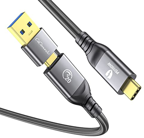 GiGimundo 20Gbps USB C Kabel (0,5M) für Thunderbolt 3, Unterstützt 4K 60Hz Video PD 100W, USB 3.2 Gen2x2 Schnell Ladekabel (2-in-1 USB A/C), Perfect für Mac Studio, Grafiktablett, Drohne, Display