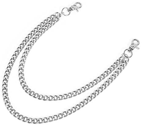WERFORU Men Women Heavy Duty Wallet Chain Hip Hop Punk Jeans Chain Biker Motorcycle Keychain, Silver
