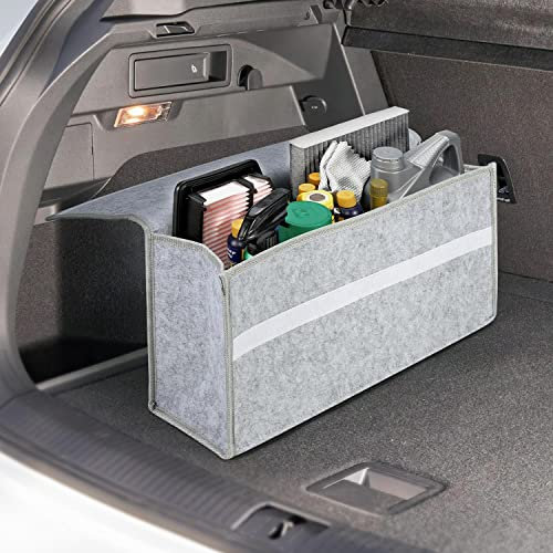 Vinsani Car Boot Organiser Anti-Slip Foldable Storage Case - Interior Declutter Tool Bag for All Vehicles - Light Grey Large