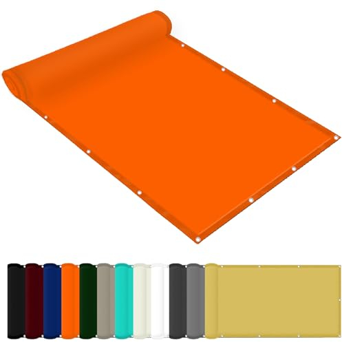 Schattiernetz mit Ösen 0.9 x 1.6 m Wasserdicht Balkon Sichtschutz Reißfest UV-Schutz nach Mass Polyestergewebe Mit Seil Beschattungsnetz Hof Dach Teich Hühnerstall, Orange