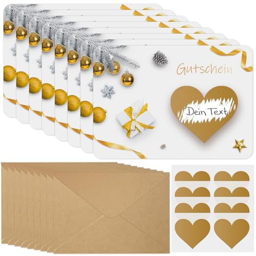 Lemicin Gutschein Rubbelkarte Weihnachten Gutscheinkarten - 8 Gutscheine zum Selber Ausfüllen Rubbelkarten zum Selber Beschriften Kleine Gutschein Kärtchen für Geschenk Geburtstag weihnachten