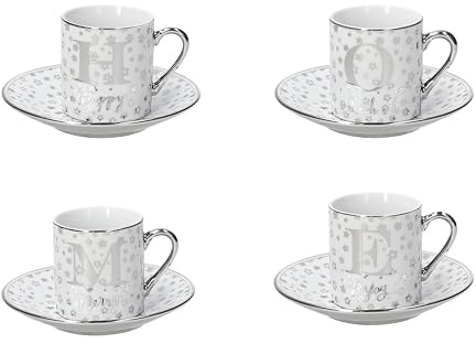 Tognana Home, Ensemble de 4 tasses à café avec soucoupe, porcelaine, gris.