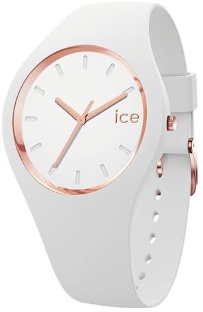 ICE-WATCH - Ice Glam White Rose-Gold - Montre Blanche pour Femme avec Bracelet en Silicone - 024522 (Small 37)