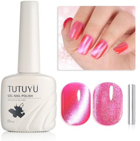 TUTUYU Neon Pink Cat Eye Gel-Nagellack - Perfekt zum Selbermachen zu Hause & Geschenk für Nail Art Liebhaber!