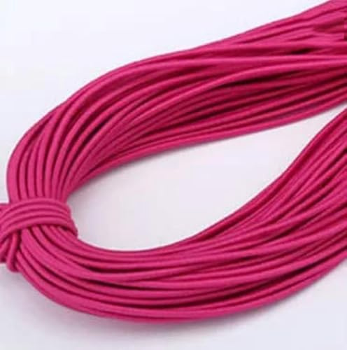 Banda elástica de 2 mm, redonda, colorida, para el cabello, gran cantidad, cuerda elástica, banda de goma, hilo elástico, accesorio de costura para bricolaje, 5 yardas, rosa rojo, 2 mm, 5 yardas