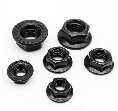 Dado flangiato con testa esagonale dentata in acciaio inossidabile A2-70 304 nero, controdado DIN6923 M3 M4 M5 M6 M8 M10 M12(M8*5pcs)