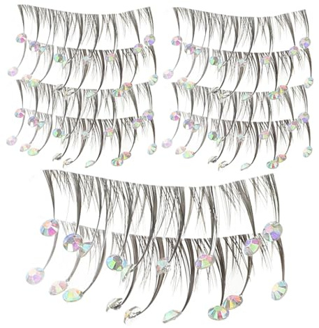 TOPBATHY 10pcs False Eyelashes Natural Makeup Lashes Bulk Eyelash Strips Decorative Rhinestones for Dramatic Look