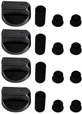 KGASUPPLIES Zanussi universella svarta kontrollknappar för ugnar, spis och kokplattor (paket med 4)