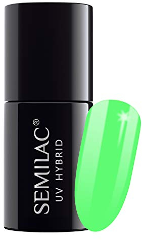 SEMILAC Gel Nail Polish 041 Caribbean Green - Full Coverage Gel Polish - Soak Off Easy To Use LED/UV Nail Lamp - Long Lasting Manicure and Pedicure up to 3 weeks
