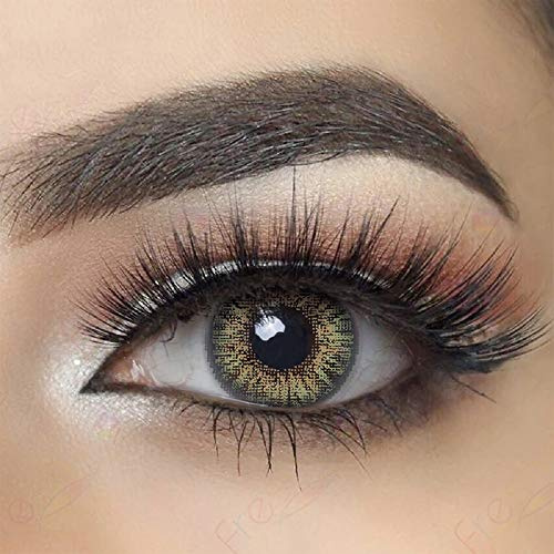 Lentillas de color verde de 3 tonos, sin graduación, 12 meses de uso, incluye solución multifunción Avizor para lentillas (10 ml), estuche (color aleatorio), pinza y aplicador de regalo