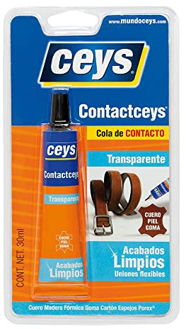 Ceys - Cola de contacto transparente - Acabados limpios - Pegamento para cuero, piel y goma - 30ML