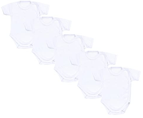 TupTam Baby Body Kurzarm 5er Pack – Wickelbody Body Baby aus Baumwolle für Jungen und Mädchen, Farbe: Weiß, Größe: 56