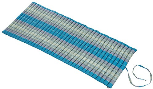 Rollbare Thaimatte Matratze, ca. 200 x 80 cm, Thaikissen Matte blau Rollmatte mit Füllung aus Kapok