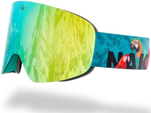 NAKED Optics Le TROOP EVO Maschera da Sci e Snowboard per Uomini e Donne con Lenti Intercambiabili (TROOP EVO Papageil)
